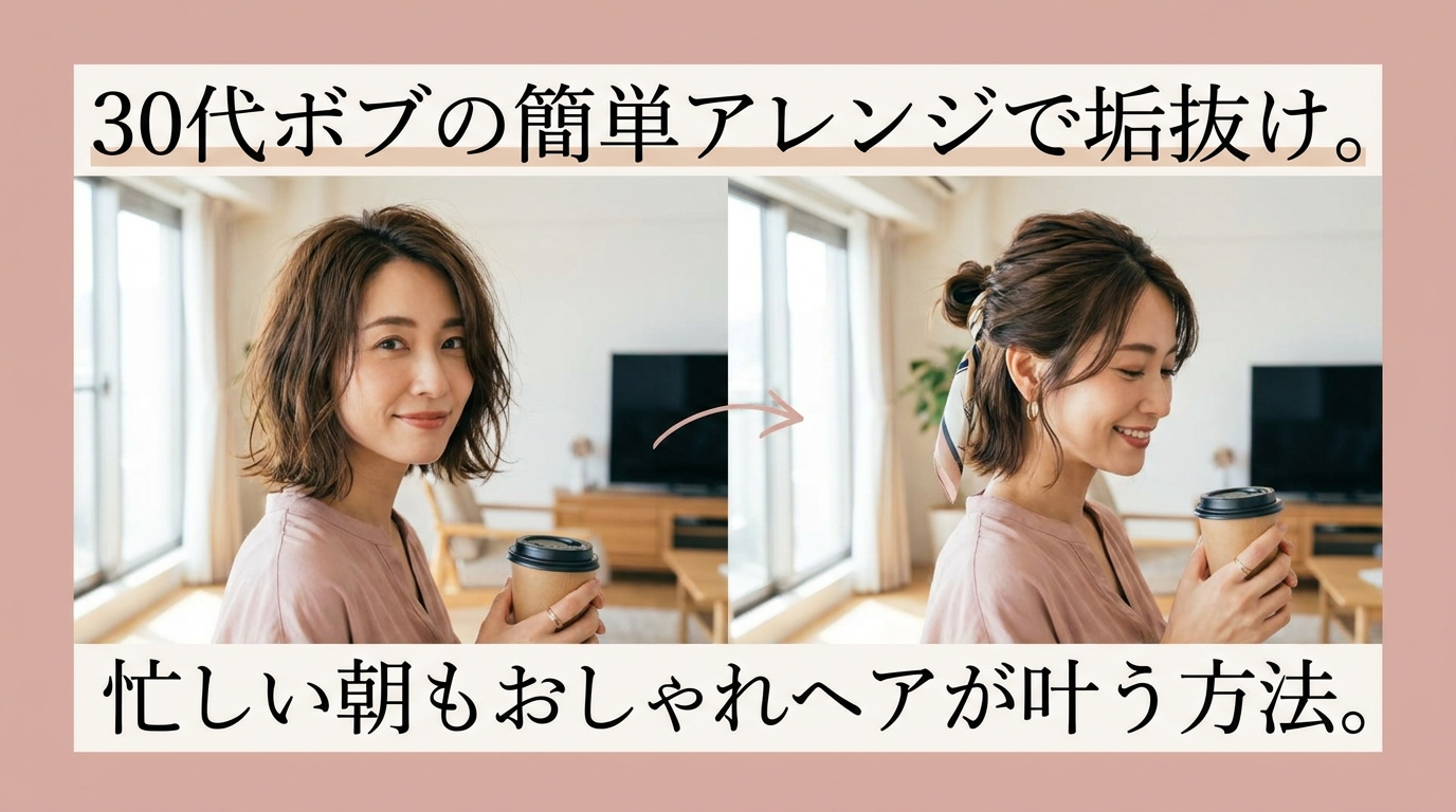 30代ボブの簡単アレンジで垢抜け。忙しい朝もおしゃれヘアが叶う方法。
