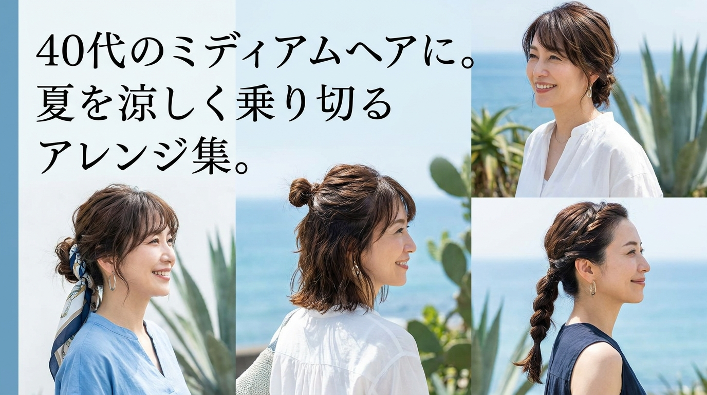 40代のミディアムヘアに。夏を涼しく乗り切るアレンジ集。
