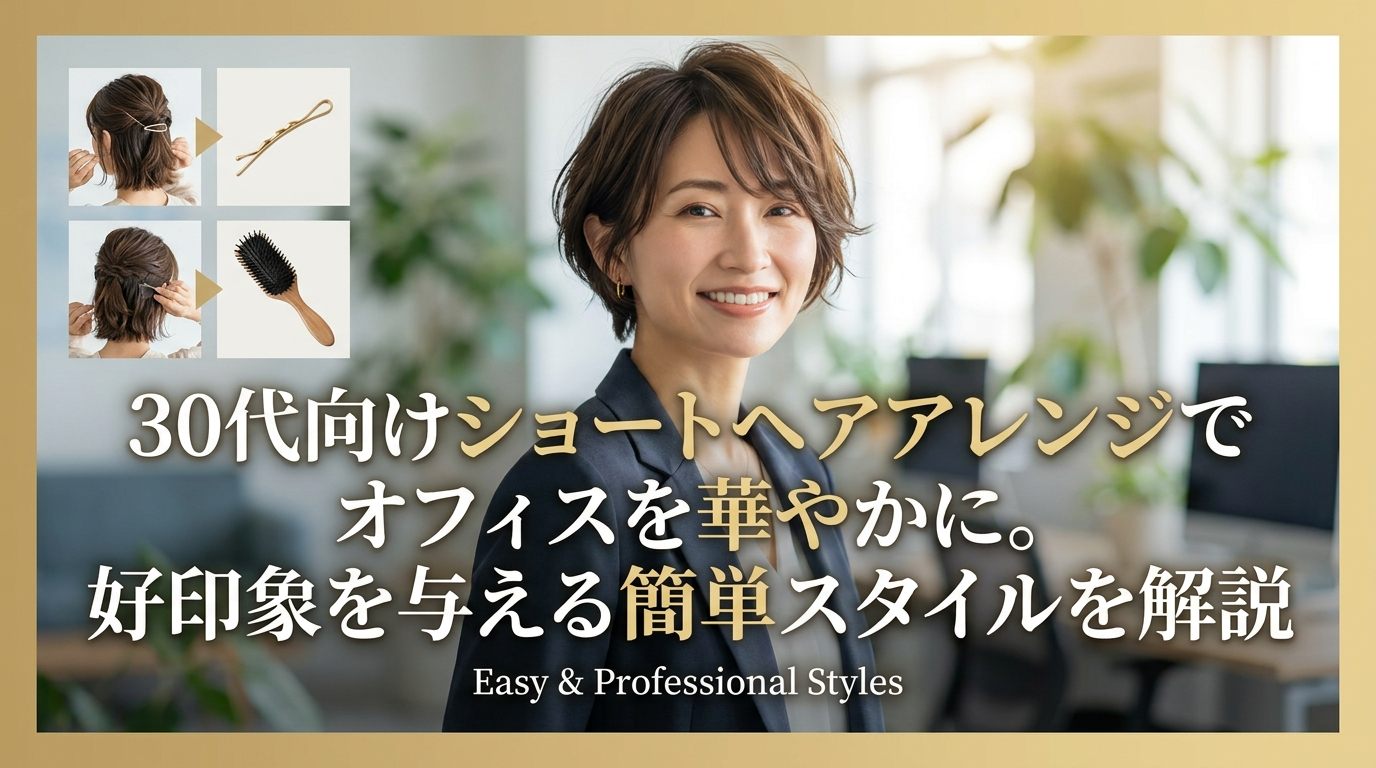 30代向けショートヘアアレンジでオフィスを華やかに。好印象を与える簡単スタイルを解説