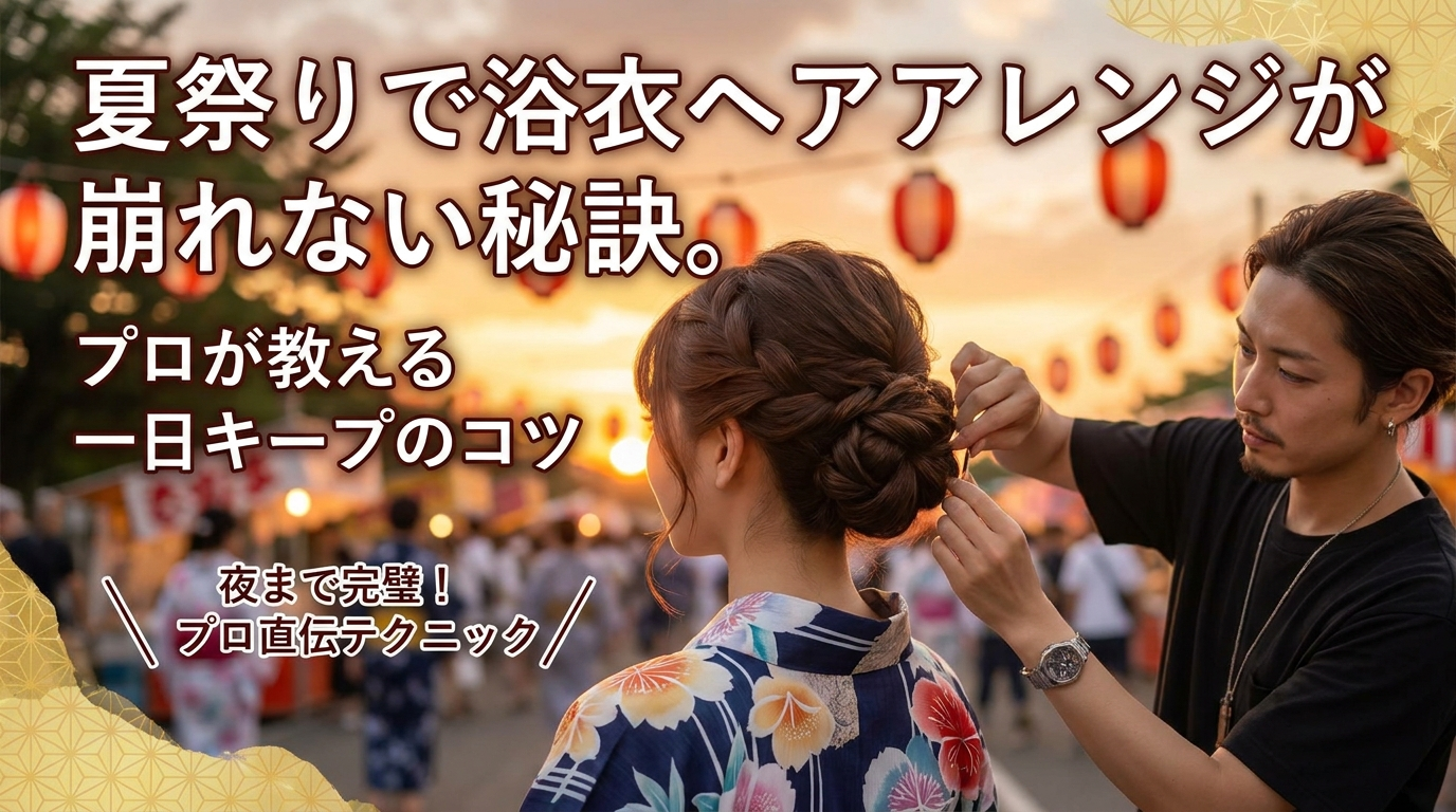 夏祭りで浴衣ヘアアレンジが崩れない秘訣。プロが教える一日キープのコツ